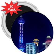 Shanghai Oriental Pearl Tv Tower 3  Magnets (10 Pack)  by BangZart