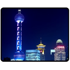 Shanghai Oriental Pearl Tv Tower Double Sided Fleece Blanket (medium)  by BangZart