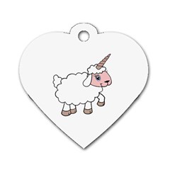 Unicorn Sheep Dog Tag Heart (one Side) by Valentinaart