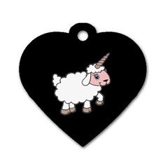 Unicorn Sheep Dog Tag Heart (one Side) by Valentinaart