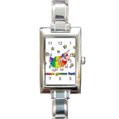 Unicorn Sheep Rectangle Italian Charm Watch by Valentinaart