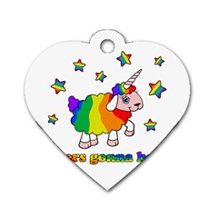 Unicorn Sheep Dog Tag Heart (one Side) by Valentinaart