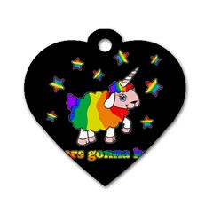 Unicorn Sheep Dog Tag Heart (one Side) by Valentinaart