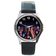 Dubai Cityscape Emirates Travel Round Metal Watch by Nexatart