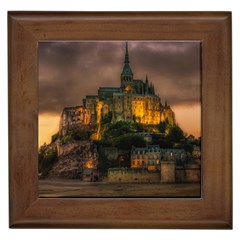 Mont St Michel Sunset Island Church Framed Tiles by Nexatart