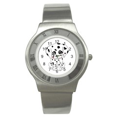 Cute Dalmatian Puppy  Stainless Steel Watch by Valentinaart