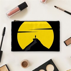 Man Mountain Moon Yellow Sky Cosmetic Bag (medium)  by Nexatart