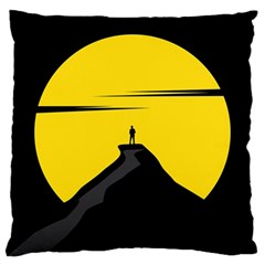 Man Mountain Moon Yellow Sky Large Cushion Case (two Sides)