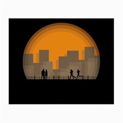 City Buildings Couple Man Women Small Glasses Cloth by Nexatart