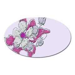 Bouquet Flowers Plant Purple Oval Magnet by Nexatart