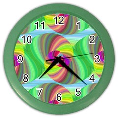 Seamless Pattern Twirl Spiral Color Wall Clocks by Nexatart