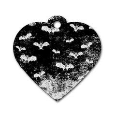 Vintage Halloween Bat Pattern Dog Tag Heart (two Sides) by Valentinaart