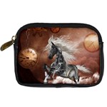 Steampunk, Awesome Steampunk Horse With Clocks And Gears In Silver Digital Camera Cases Front