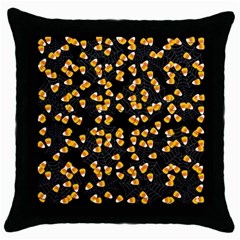 Candy Corn Throw Pillow Case (black) by Valentinaart