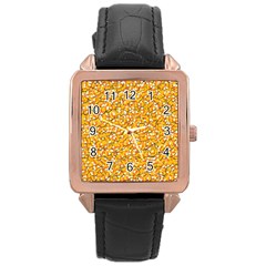 Candy Corn Rose Gold Leather Watch  by Valentinaart