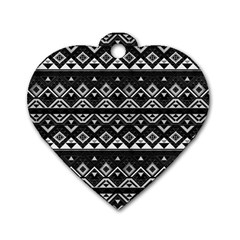 Aztec Influence Pattern Dog Tag Heart (one Side) by ValentinaDesign