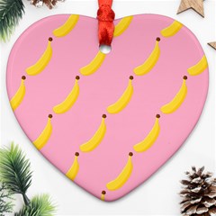 Banana Fruit Yellow Pink Heart Ornament (two Sides)