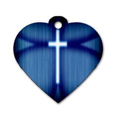 Blue Cross Christian Dog Tag Heart (two Sides)