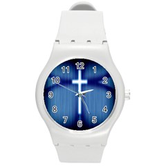 Blue Cross Christian Round Plastic Sport Watch (m)