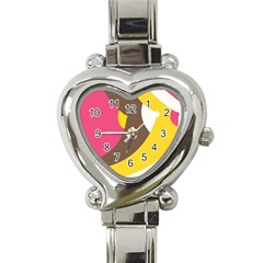 Breast Pink Brown Yellow White Rainbow Heart Italian Charm Watch