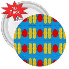 Ovals And Stripes Pattern                            3  Button (10 Pack) by LalyLauraFLM