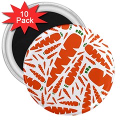 Carrots Fruit Vegetable Orange 3  Magnets (10 Pack) 