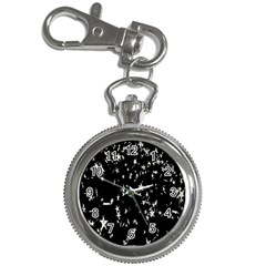 Falling Spinning Silver Stars Space White Black Key Chain Watches by Mariart