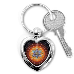 Cosmik Triangle Space Rainbow Light Blue Gold Orange Key Chains (heart) 