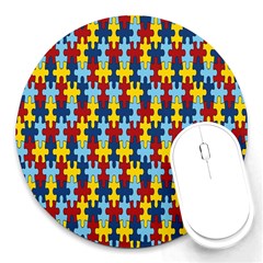 Fuzzle Red Blue Yellow Colorful Round Mousepads by Mariart