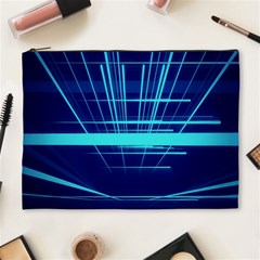 Grid Structure Blue Line Cosmetic Bag (xl)