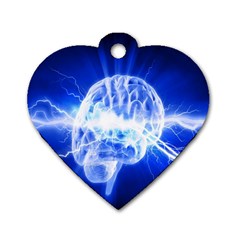 Lightning Brain Blue Dog Tag Heart (two Sides)