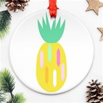 Pineapple Fruite Yellow Triangle Pink White Ornament (Round) Front