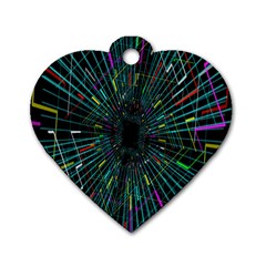 Colorful Geometric Electrical Line Block Grid Zooming Movement Dog Tag Heart (one Side)