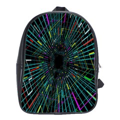 Colorful Geometric Electrical Line Block Grid Zooming Movement School Bag (xl) by Mariart