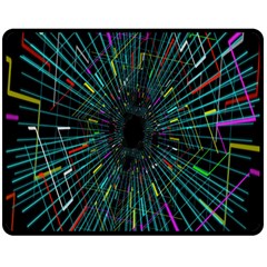 Colorful Geometric Electrical Line Block Grid Zooming Movement Double Sided Fleece Blanket (medium)  by Mariart