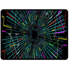 Colorful Geometric Electrical Line Block Grid Zooming Movement Double Sided Fleece Blanket (large)  by Mariart