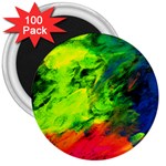 Neon Rainbow Green Pink Blue Red Painting 3  Magnets (100 pack) Front