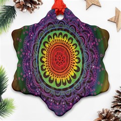 Rainbow Mandala Circle Snowflake Ornament (two Sides) by Mariart