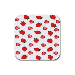 Red Fruit Strawberry Pattern Rubber Coaster (square) 