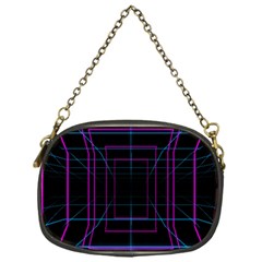 Retro Neon Grid Squares And Circle Pop Loop Motion Background Plaid Purple Chain Purses (one Side)  by Mariart