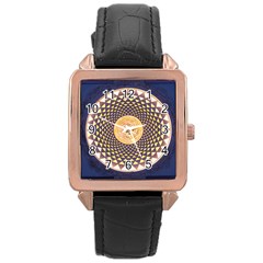 Sahasrara Blue Rose Gold Leather Watch 