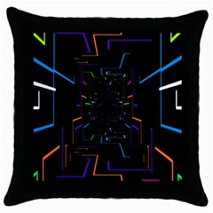 Seamless 3d Animation Digital Futuristic Tunnel Path Color Changing Geometric Electrical Line Zoomin Throw Pillow Case (black) by Mariart