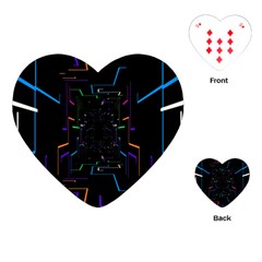 Seamless 3d Animation Digital Futuristic Tunnel Path Color Changing Geometric Electrical Line Zoomin Playing Cards (heart)  by Mariart