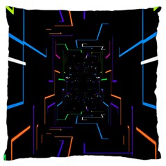 Seamless 3d Animation Digital Futuristic Tunnel Path Color Changing Geometric Electrical Line Zoomin Large Cushion Case (two Sides) by Mariart