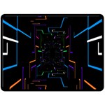 Seamless 3d Animation Digital Futuristic Tunnel Path Color Changing Geometric Electrical Line Zoomin Double Sided Fleece Blanket (Large)  80 x60  Blanket Front