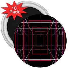 Retro Neon Grid Squares And Circle Pop Loop Motion Background Plaid 3  Magnets (10 Pack) 