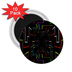 Seamless 3d Animation Digital Futuristic Tunnel Path Color Changing Geometric Electrical Line Zoomin 2 25  Magnets (10 Pack) 