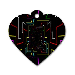 Seamless 3d Animation Digital Futuristic Tunnel Path Color Changing Geometric Electrical Line Zoomin Dog Tag Heart (two Sides)