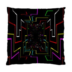 Seamless 3d Animation Digital Futuristic Tunnel Path Color Changing Geometric Electrical Line Zoomin Standard Cushion Case (two Sides)