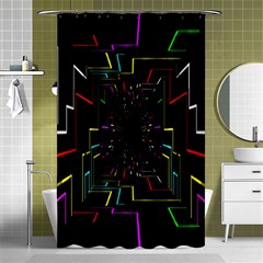 Seamless 3d Animation Digital Futuristic Tunnel Path Color Changing Geometric Electrical Line Zoomin Shower Curtain 48  X 72  (small) 